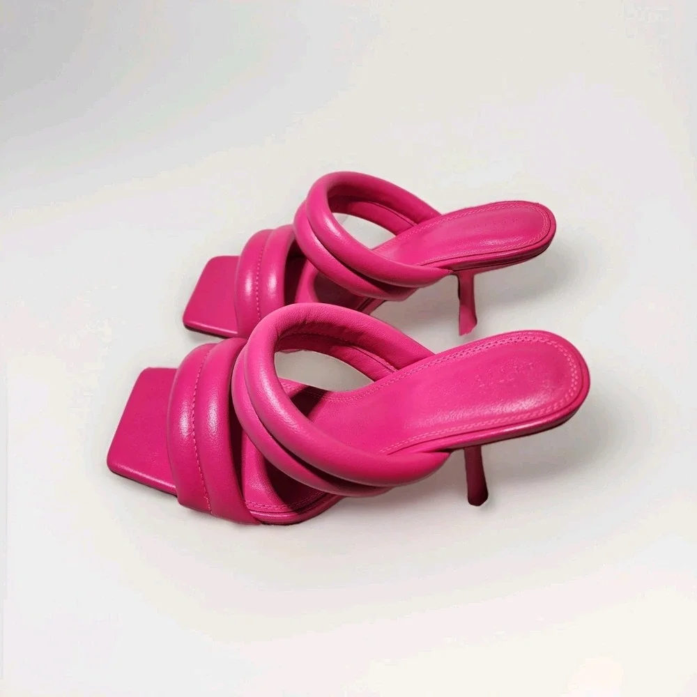 ASOS Design Pink‎ Padded Heeled Mules Slip On Sandals Heels UK7 EU40 US9